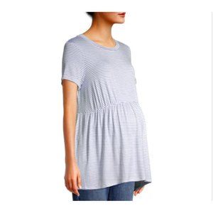 Time and Tru Babydoll Maternity Blue White Striped Top Women’s Medium NWT